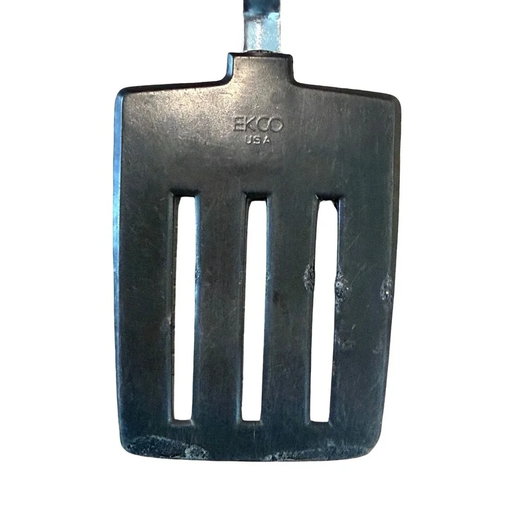 Vintage Ekco USA Slotted Turner Spatula Black Nylon Stainless Steel Handle 10